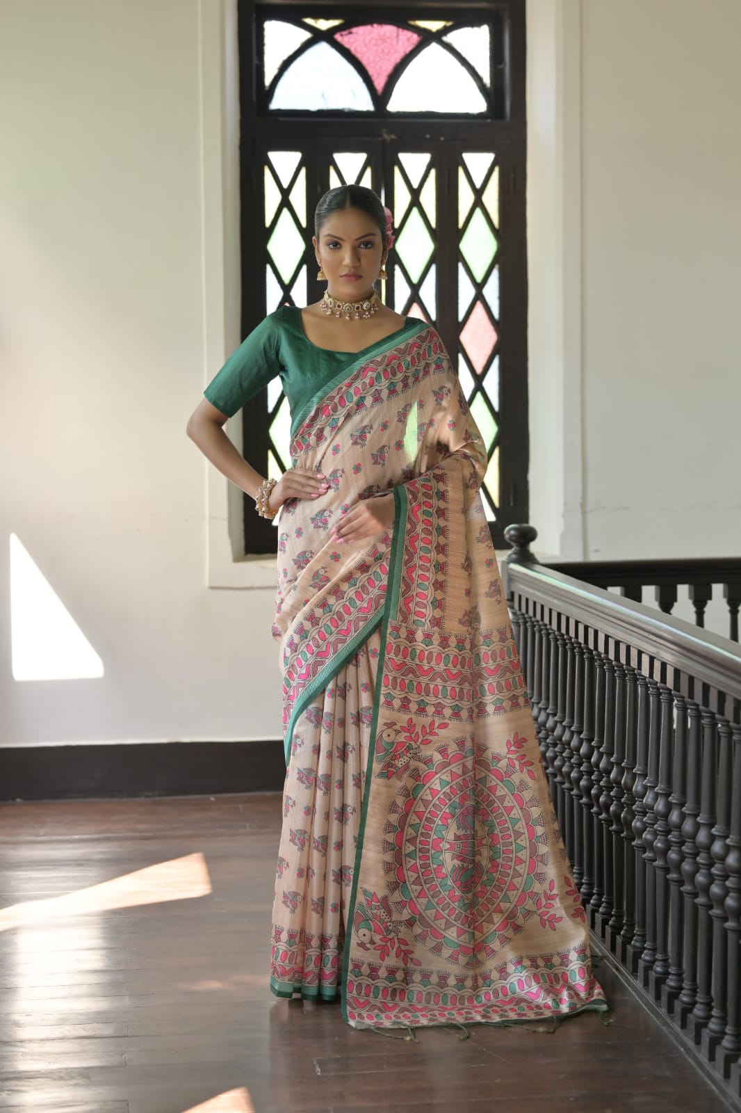 Product Image - Designer Tussar Silk Saree with Madhubani Prints - Festive & Wedding Wear