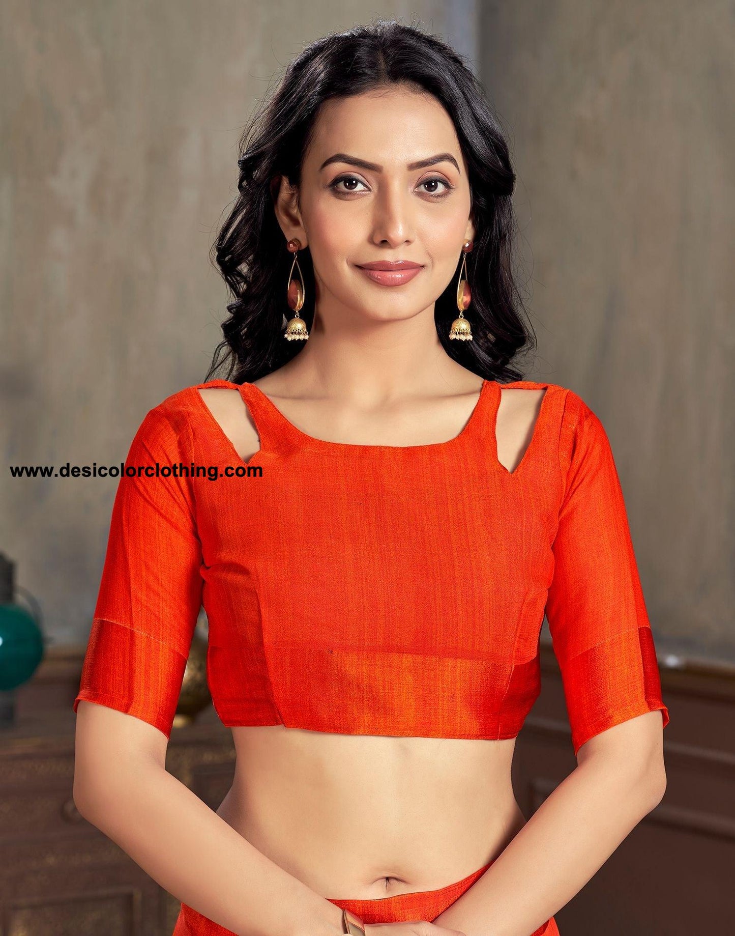 Orange Printed Chiffon Saree