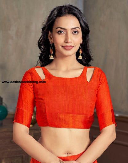 Orange Printed Chiffon Saree