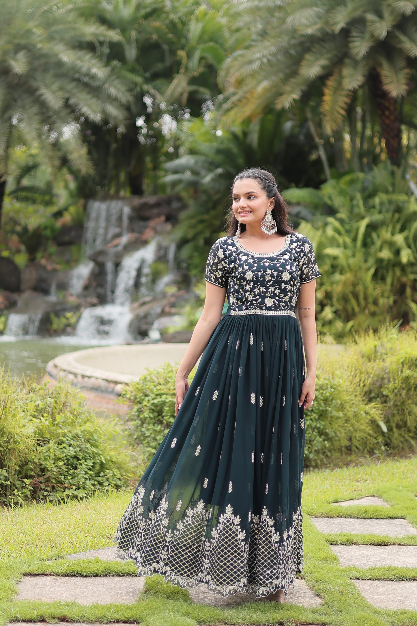 Product Image - Elegant Designer Gown - Zari & Sequins Embroidery