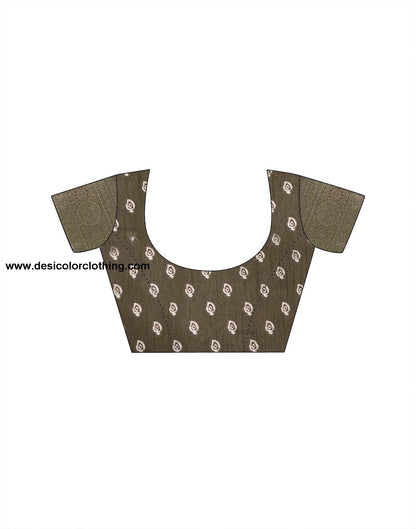 Brown Silk Printed Saree