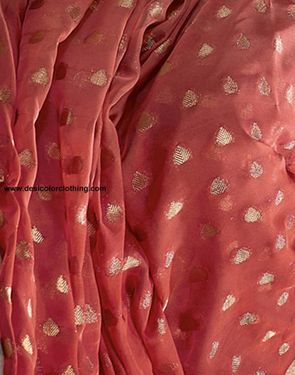 Red Banarasi Georgette Woven Saree