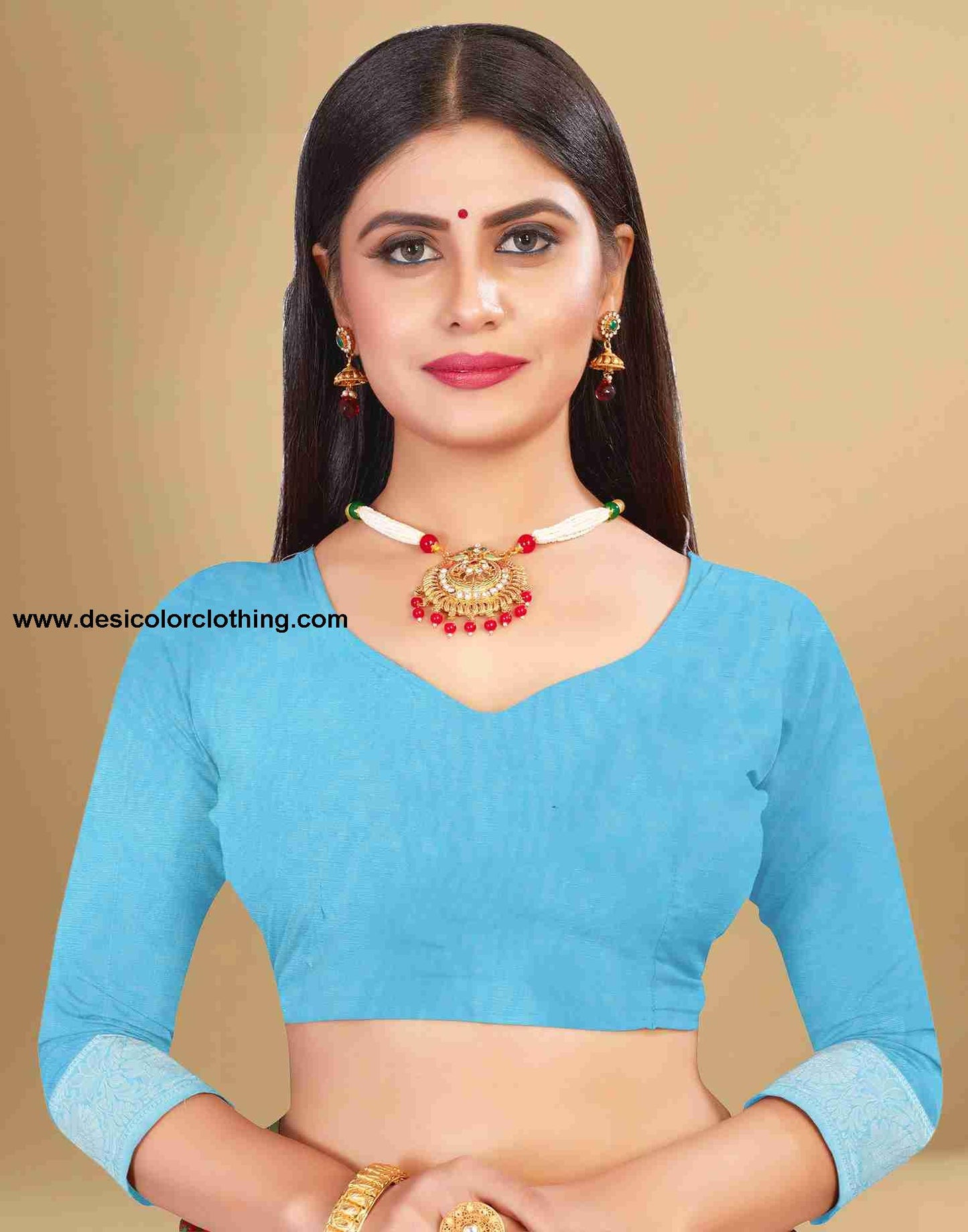 Blue Cotton Plain Saree