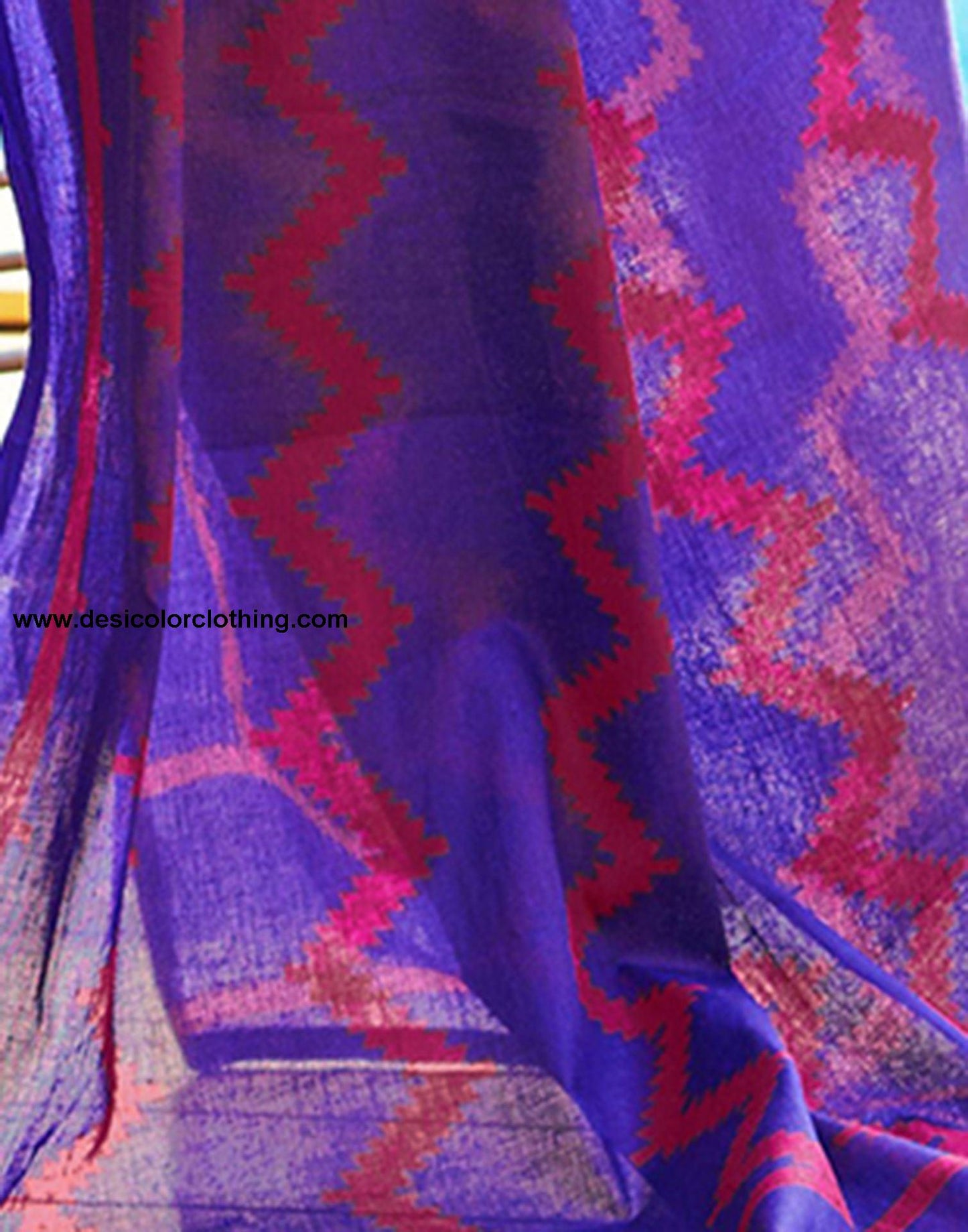 Pink Printed Cotton Pre-Draped Saree