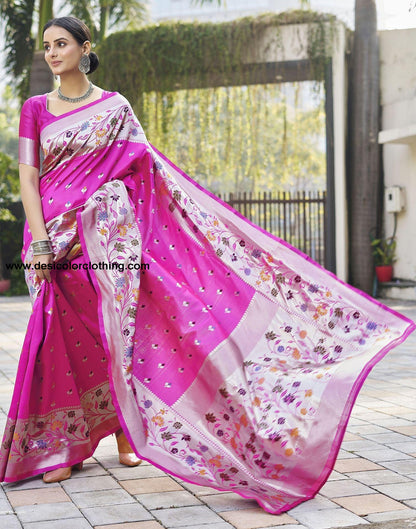 Silver Jacquard Silk Saree