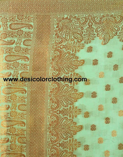 Pista Green Silk Plain Saree