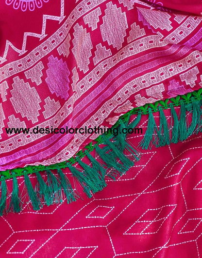 Rani Pink Cotton Printed Sarees