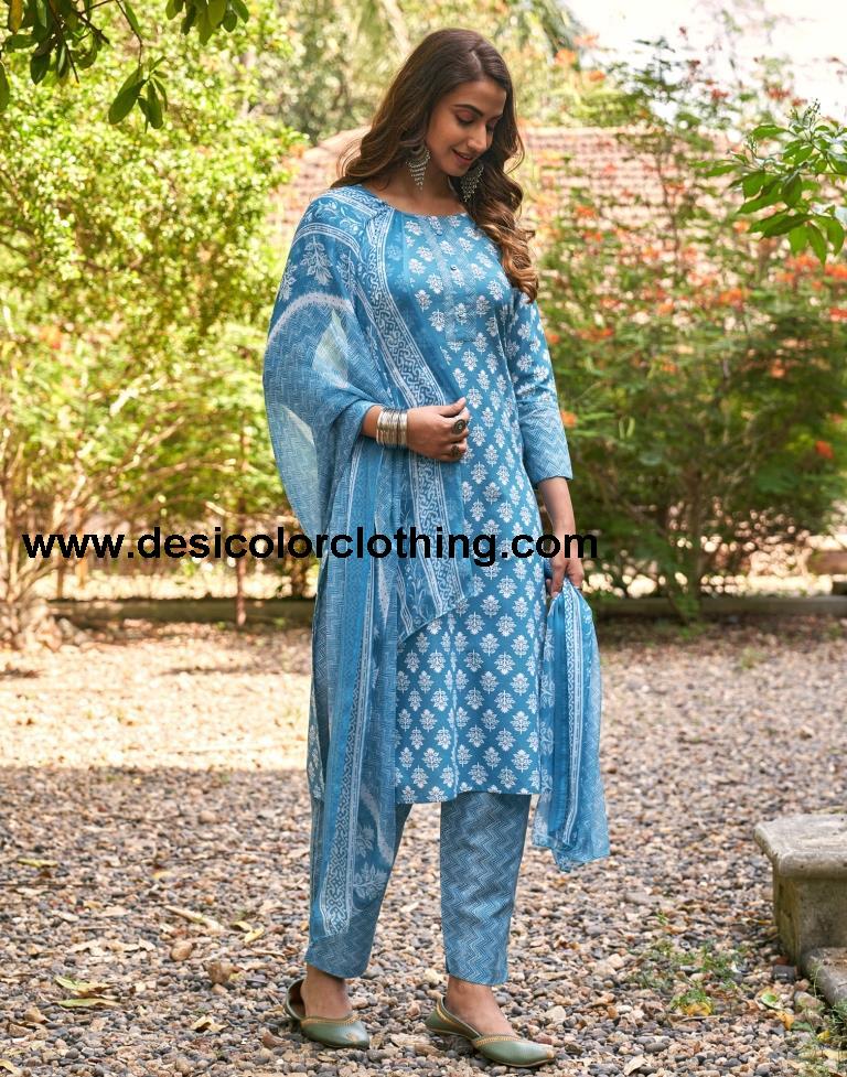 Printed Cotton Unstitched Salwar Suit Material