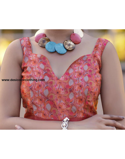 Cream Printed Satin Saree