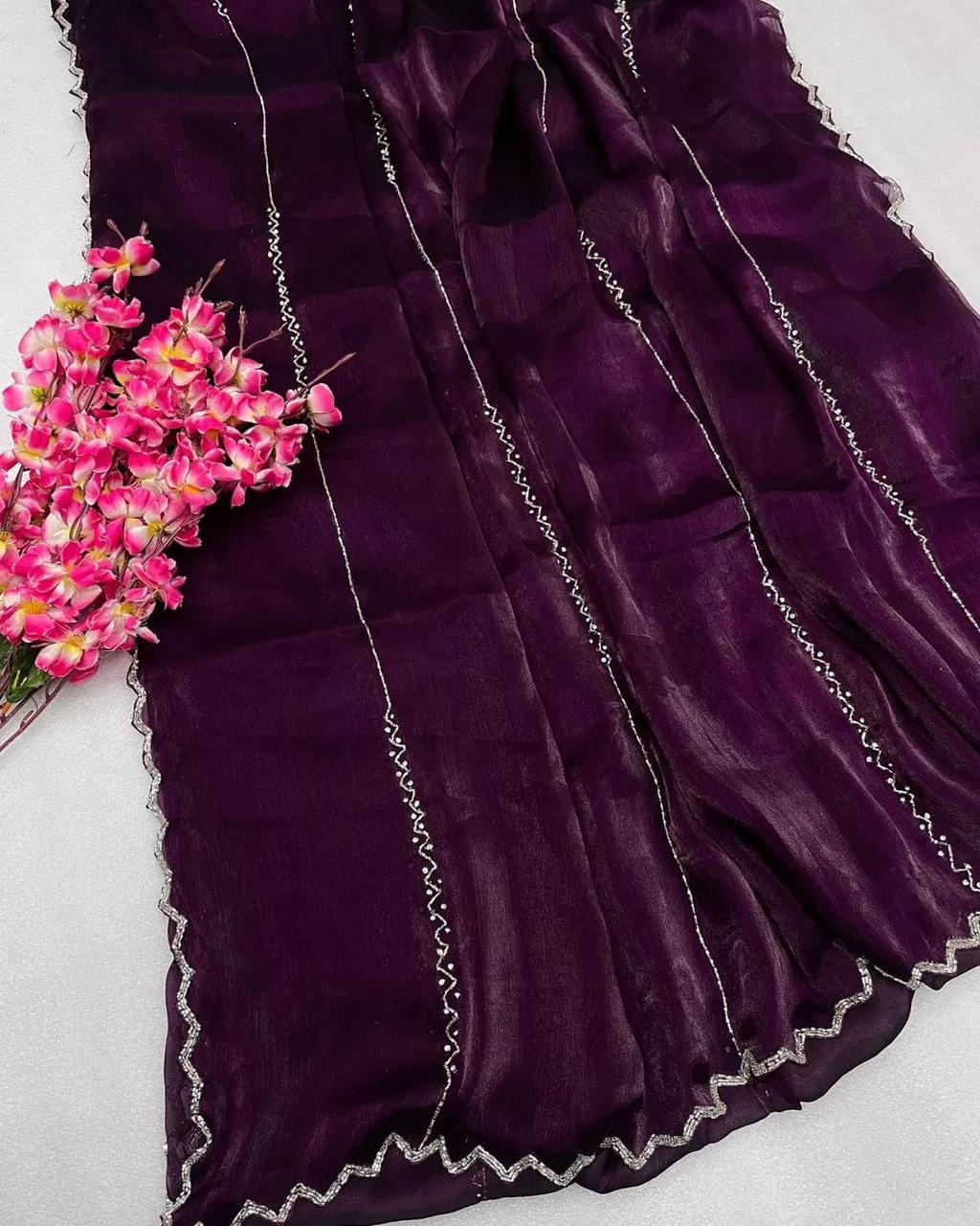 Product Image - Exquisite Zimmy Choo Designer Saree with Khatli and Hand Diamond Work