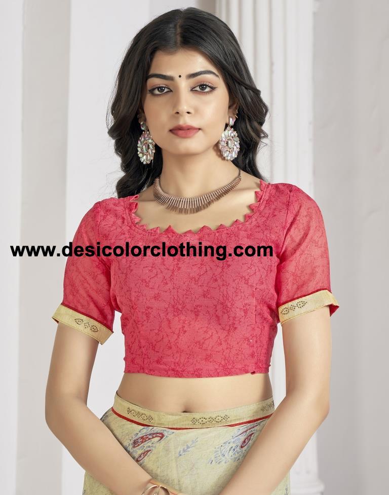 Dark Beige Chiffon Printed Saree