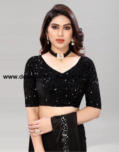 Black Coloured Lycra Dyed Saree | SLV2190S104