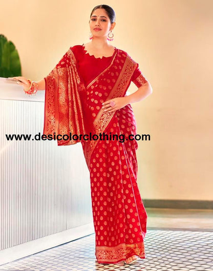 Red Silk Banarasi Saree