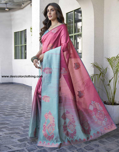 Pink Banarasi Silk Woven Saree
