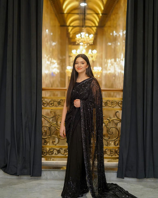 Product Image - Designer Saree in Dola Silk with Batik & Chikankari Work