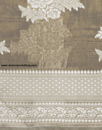 Beige Banarasi Cotton Saree