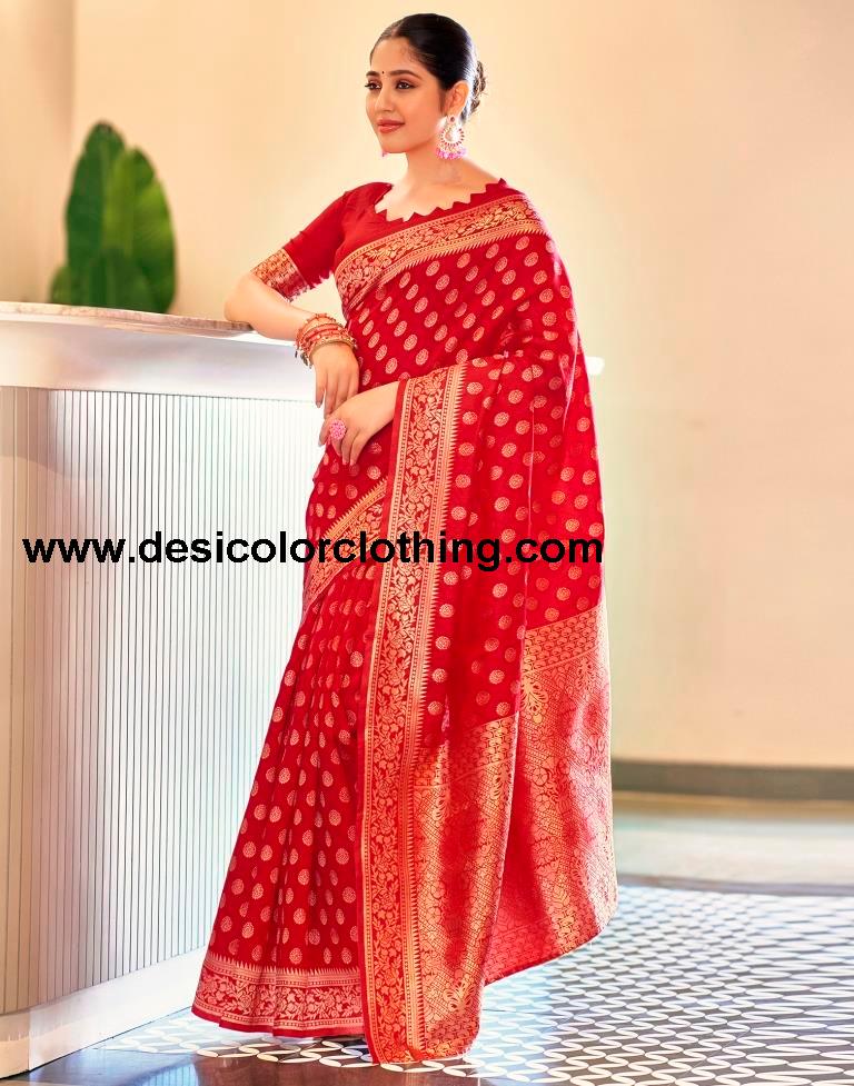 Red Silk Banarasi Saree