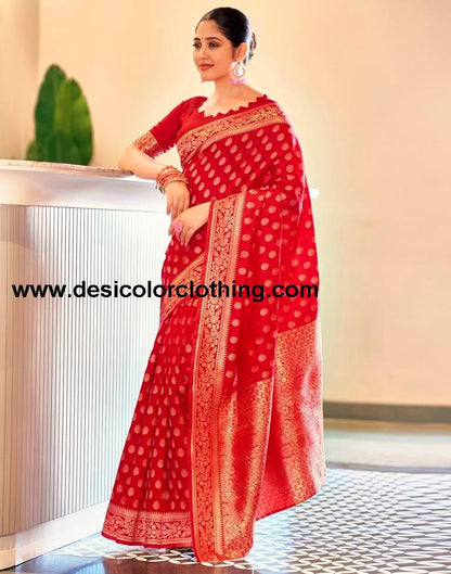 Red Silk Banarasi Saree