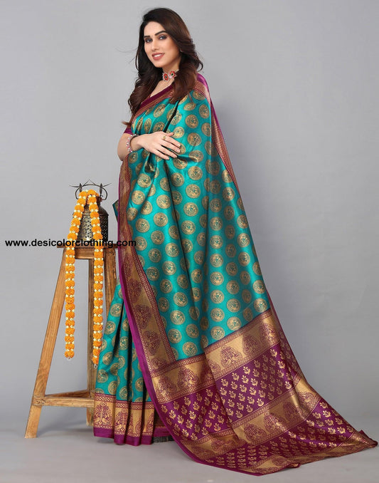Rama Green Banarasi Silk Saree