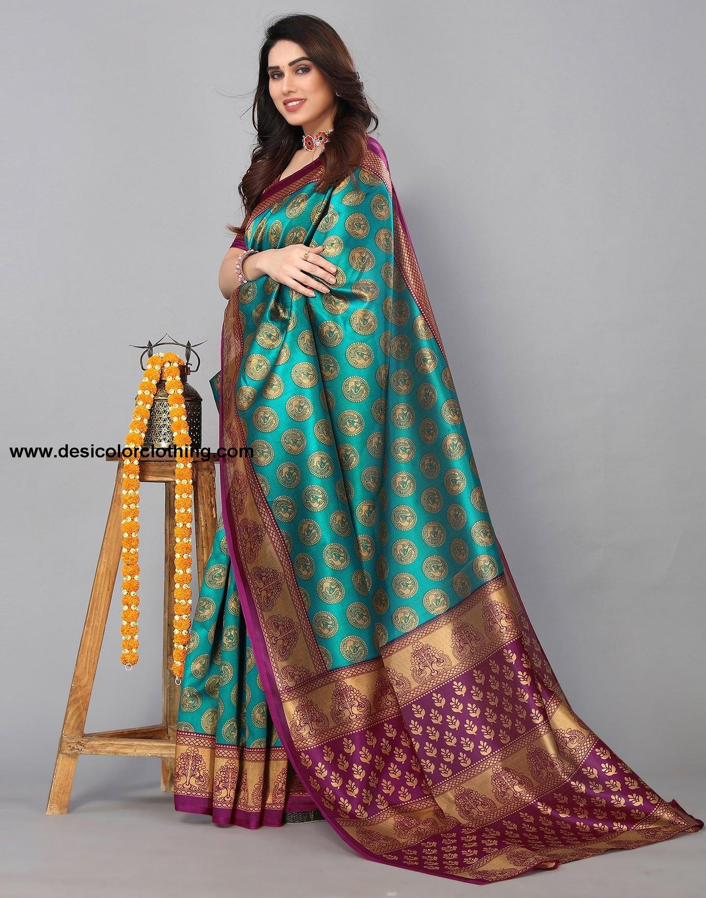 Rama Green Banarasi Silk Saree