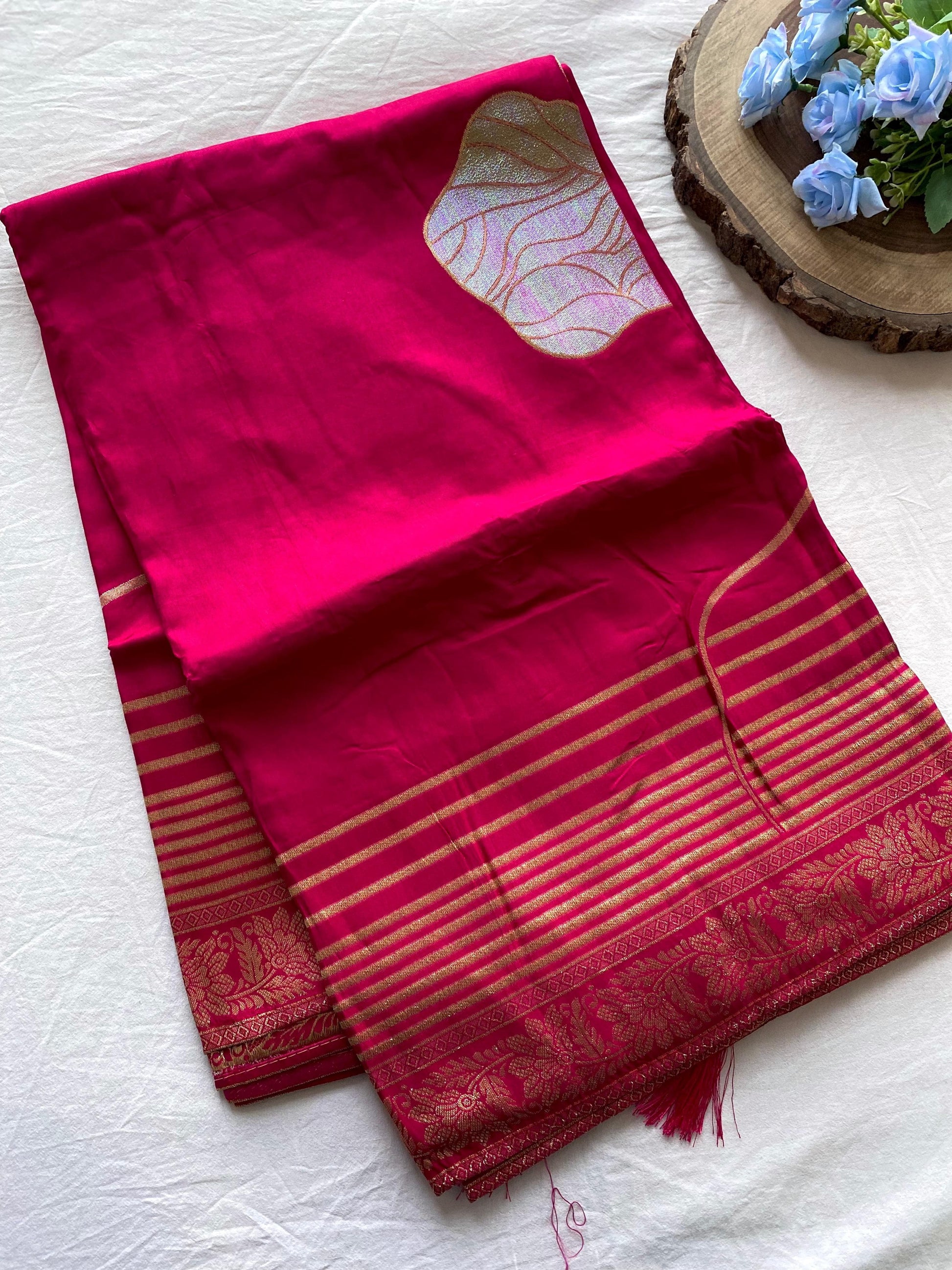 Product Image - Designer Munga Silk Sarees with Zari & 3D Flower Woven Design - SAI PALLAVI