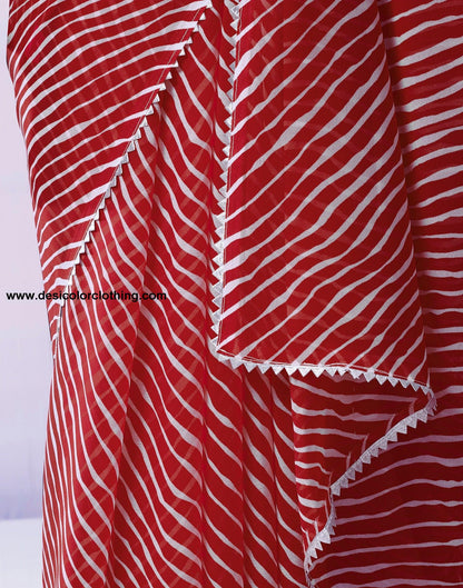Red Georgette Printed Saree