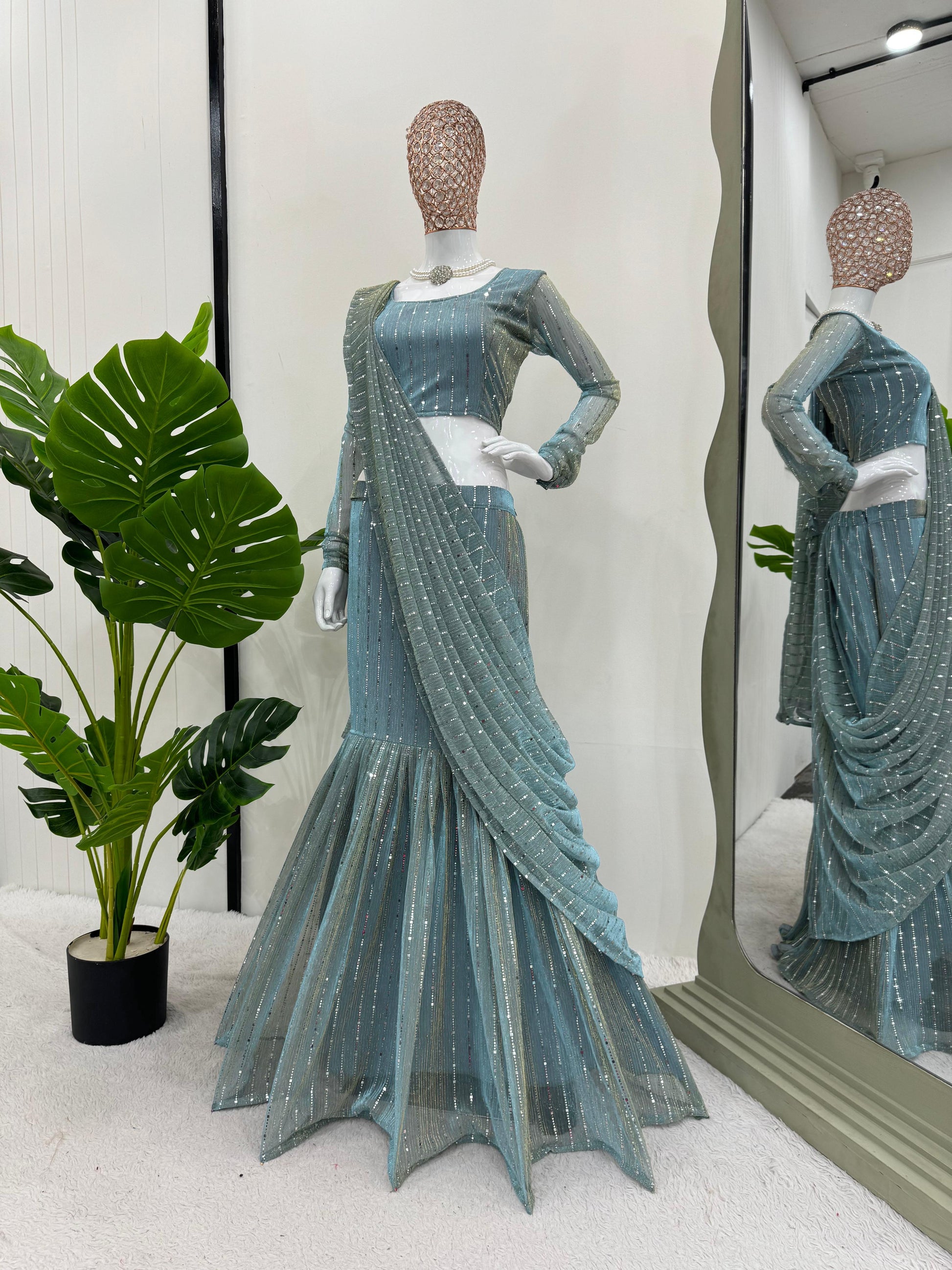 Product Image - Elegant Reday to Wear Lehengha Saree - Designer Georgette Ethnic Wear