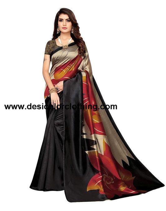 Black Coloured Poly Silk Printed Casual saree