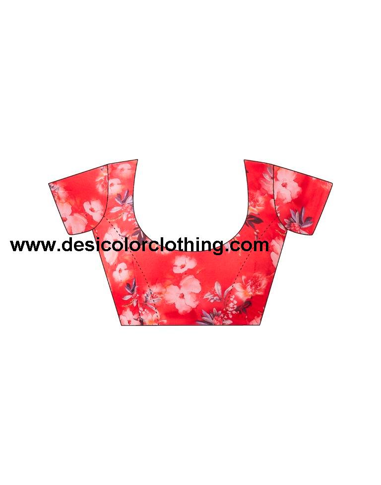 Red Georgette Printed Sarees