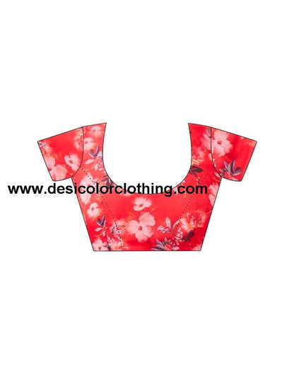 Red Georgette Printed Sarees