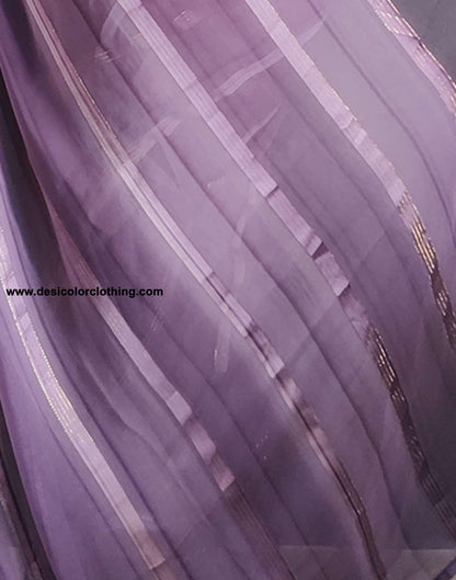 Dusty Lavender Weaving Georgette Pre-draped Saree