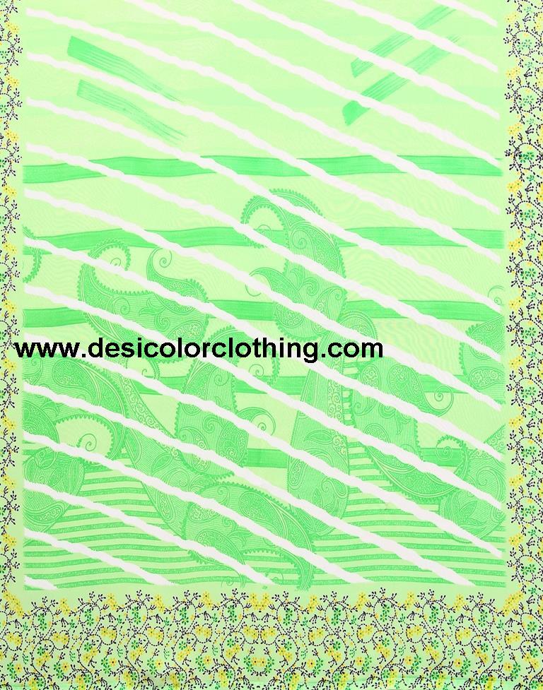 Parrot Green Printed Georgette Saree