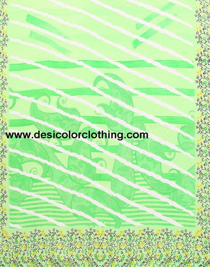 Parrot Green Printed Georgette Saree