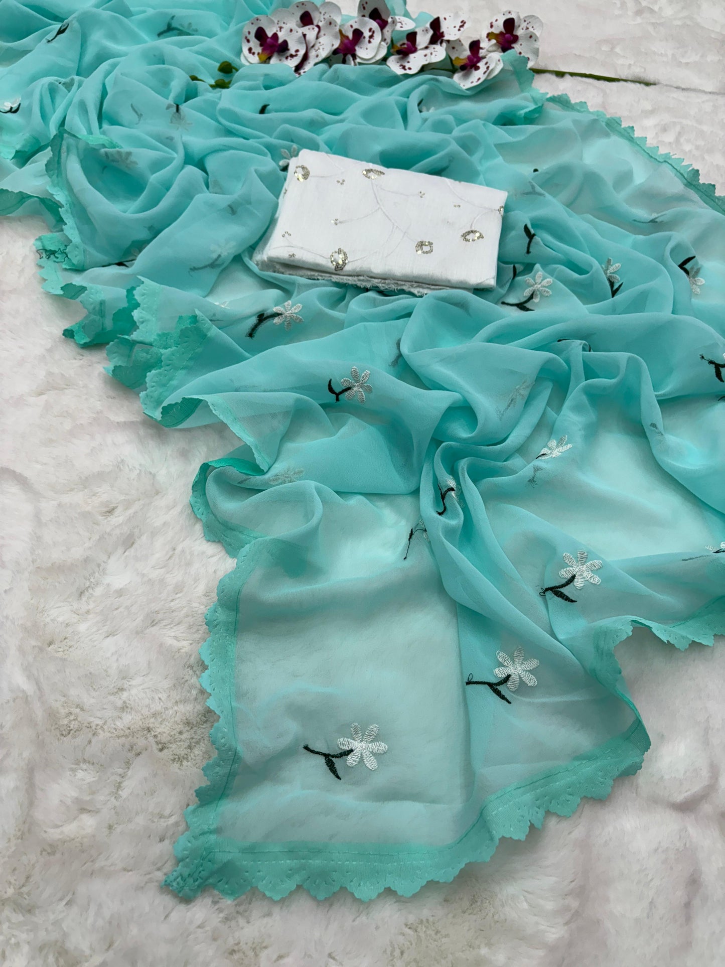 Product Image - Magic Georgette Designer Saree with Thread Work - Festive & Wedding Wear