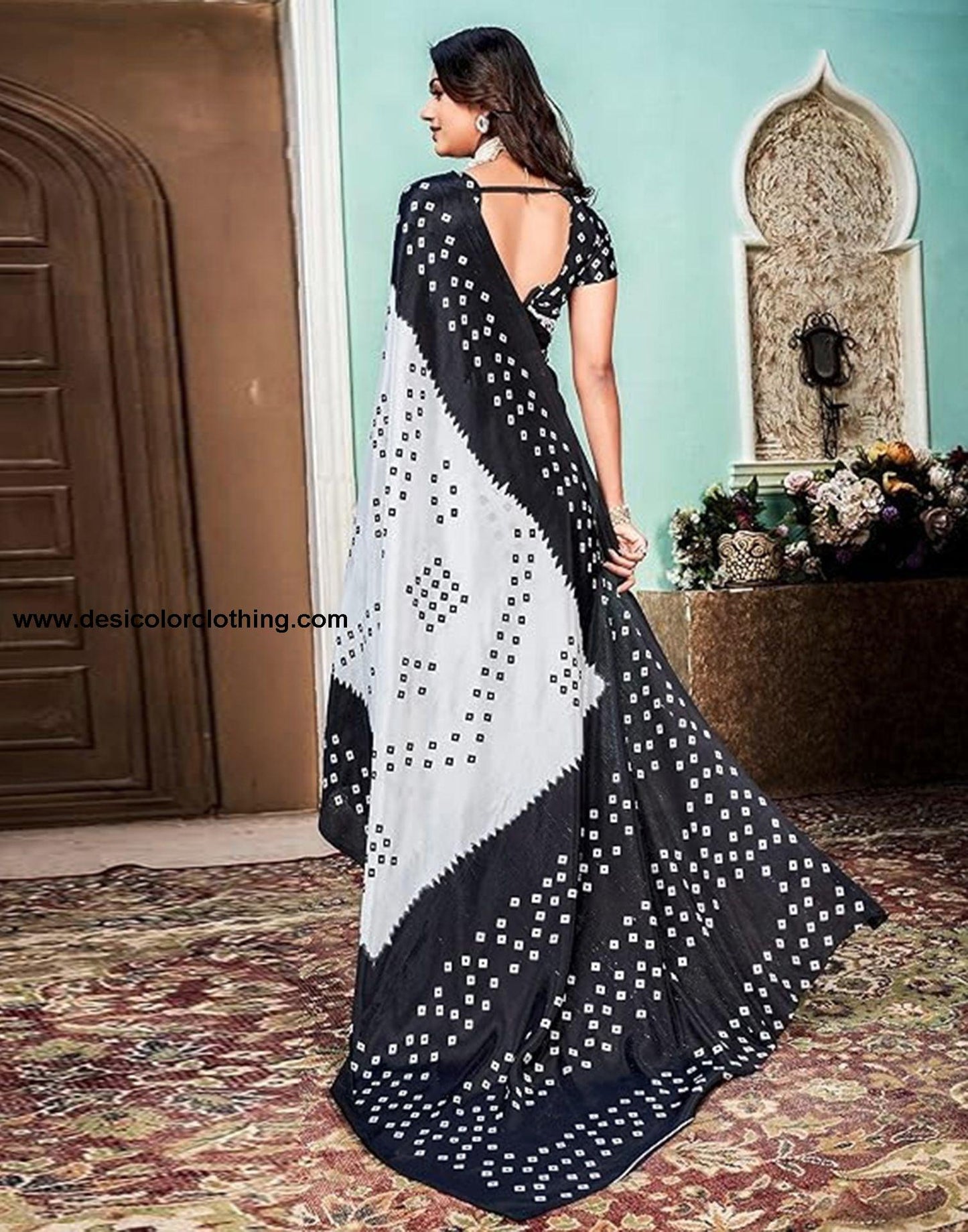 Black Printed Chiffon Saree