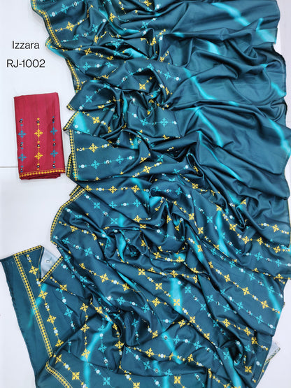 Product Image - Izzara Designer Saree - Soft Tusser with Leheriya Digital Print & Tikky Work