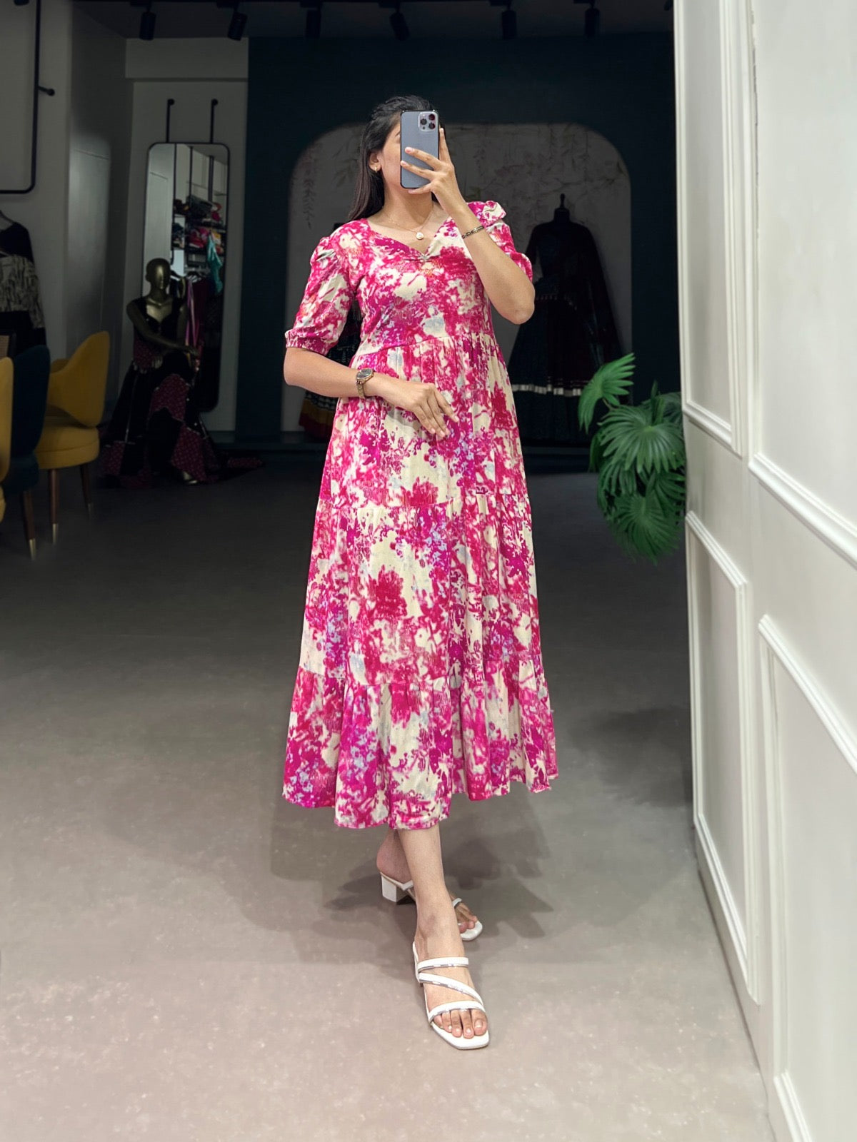 Elegant Rayon Stitched Frock - Three Layers of Endless Charm