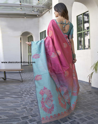Pink Banarasi Silk Woven Saree