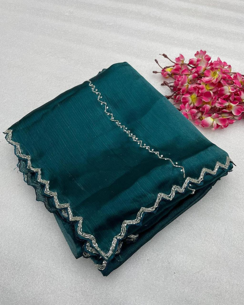 Product Image - Exquisite Zimmy Choo Designer Saree with Khatli and Hand Diamond Work