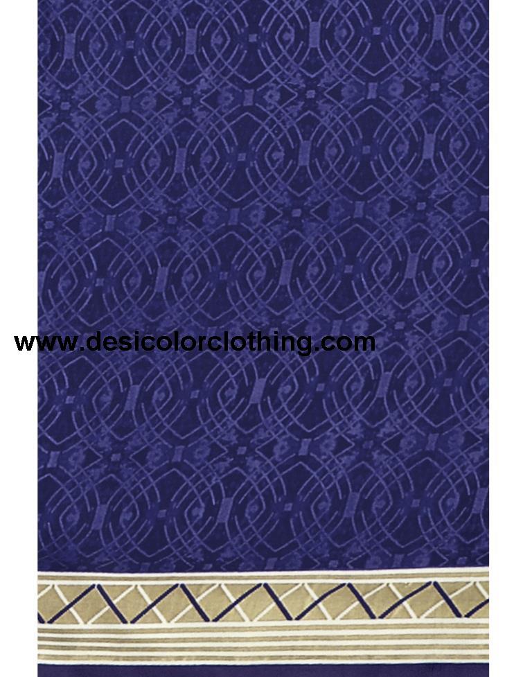 Precious Navy Blue Printed Unstitched Salwar Suit