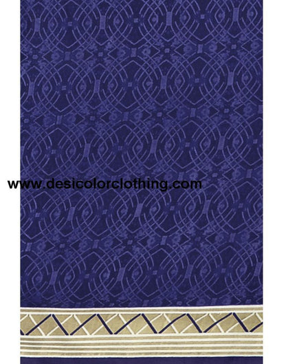 Precious Navy Blue Printed Unstitched Salwar Suit