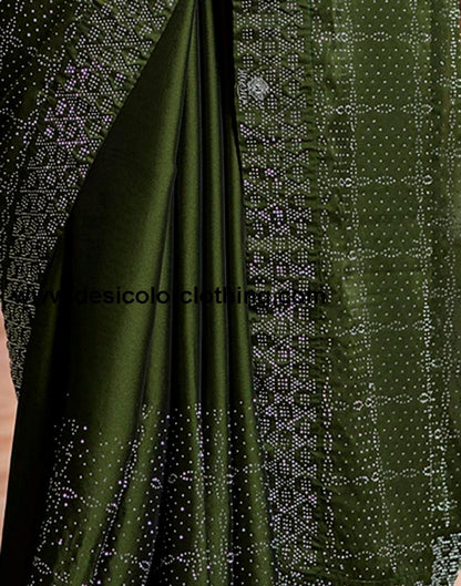 Mehndi Green Georgette Plain Saree