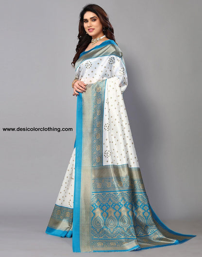 White Silk Bandhani Saree