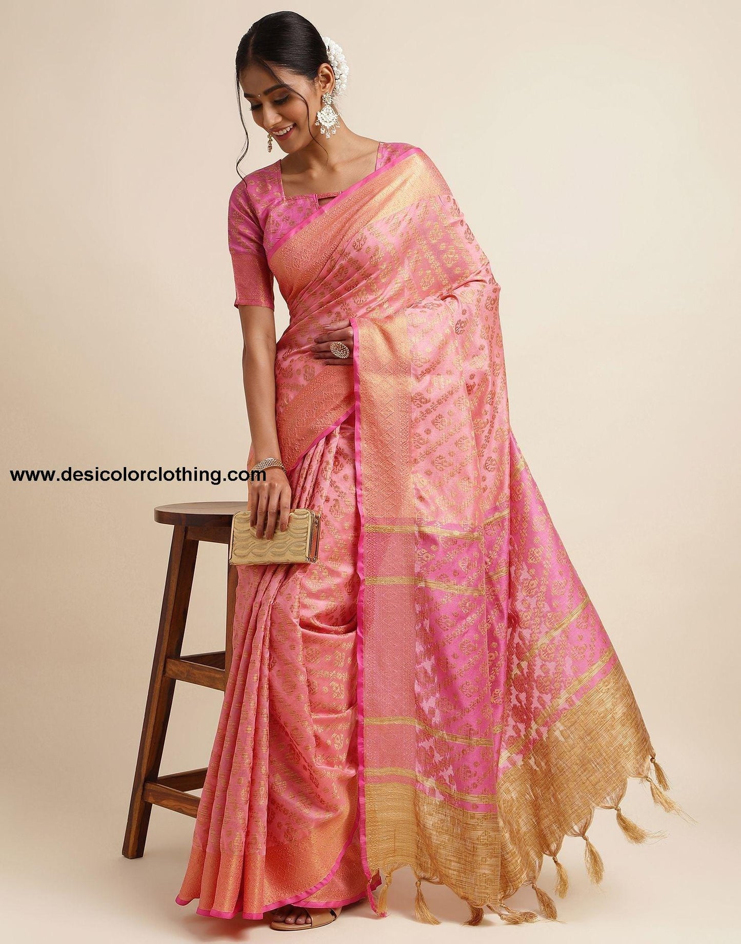 Rose Pink Silk Saree