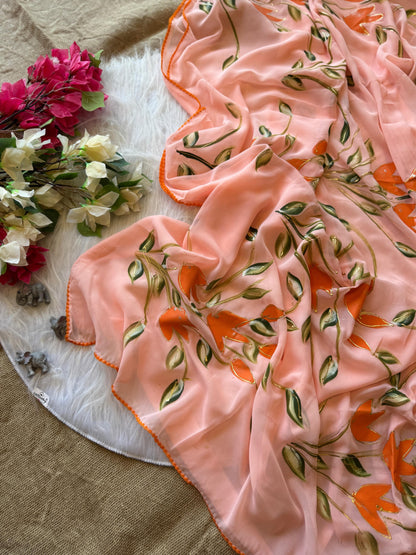 Product Image - Elegant Designer Georgette Saree