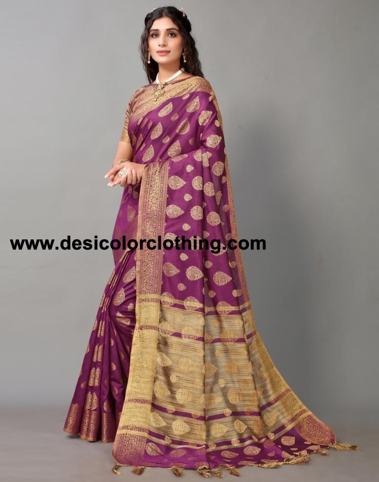 Purple Banarasi Silk Saree