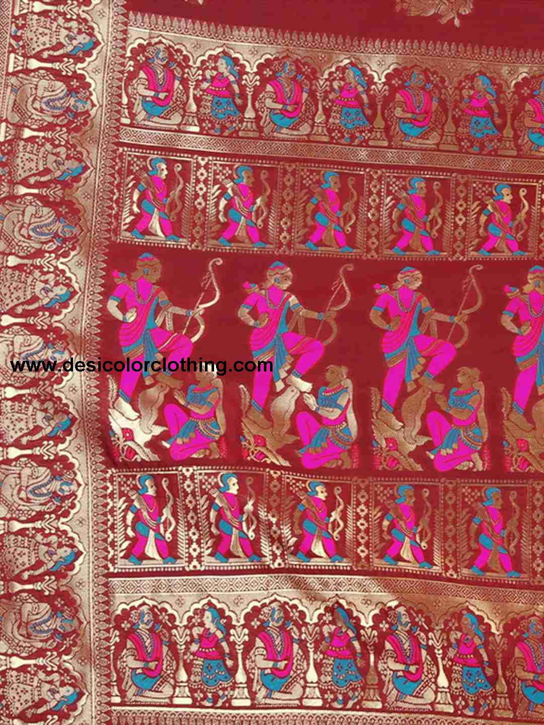 Red Silk Plain Saree