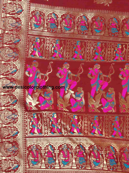 Red Silk Plain Saree