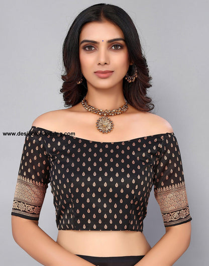 Black Silk Printed Saree