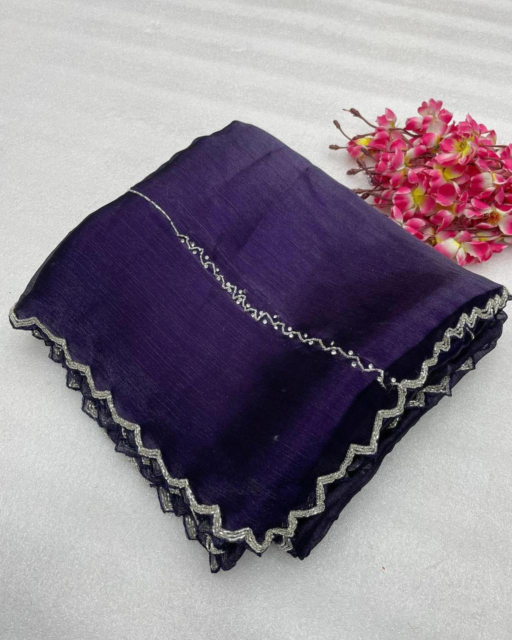 Product Image - Exquisite Zimmy Choo Designer Saree with Khatli and Hand Diamond Work